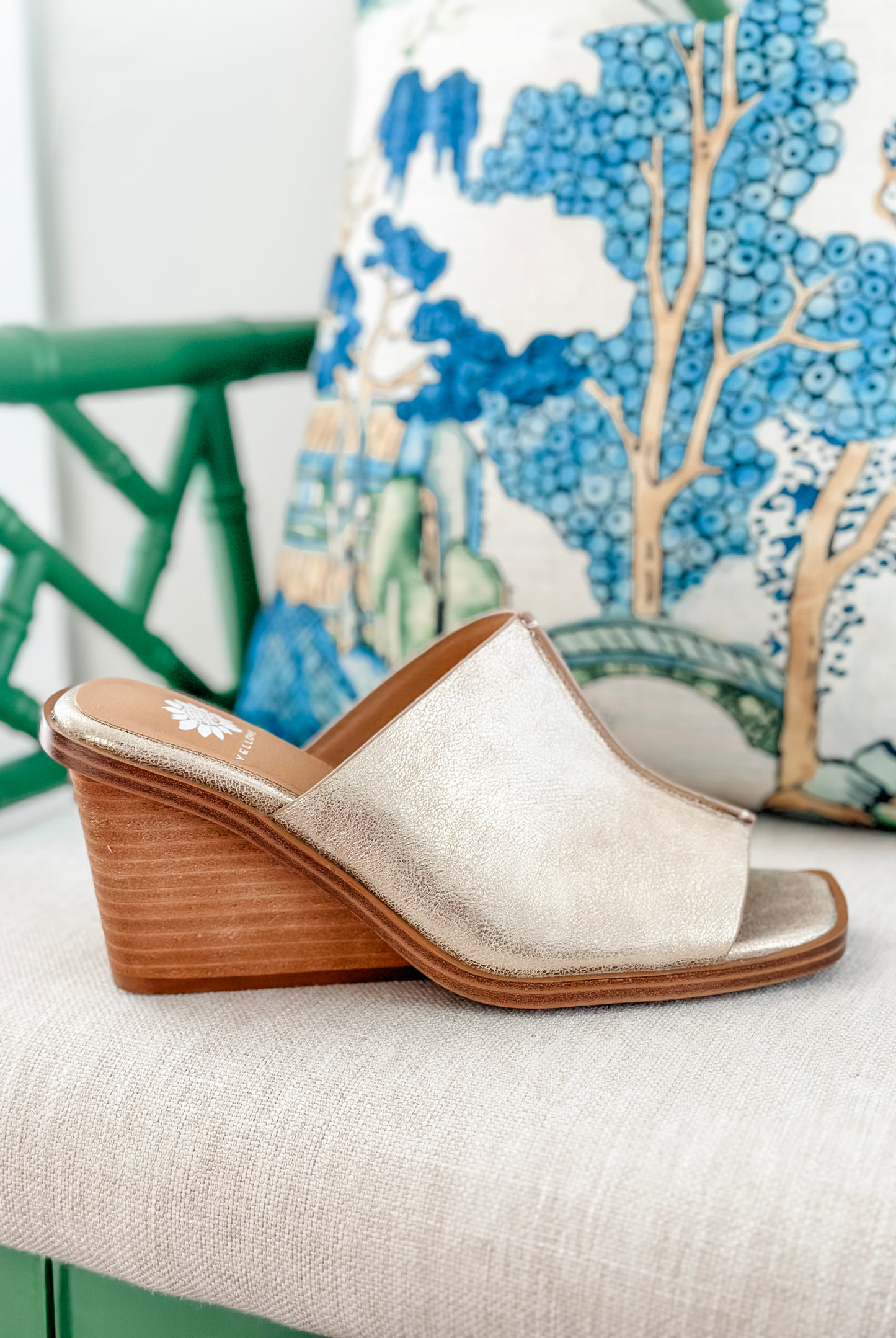 Yellowbox Vellore Wedge Sandal in Light Gold