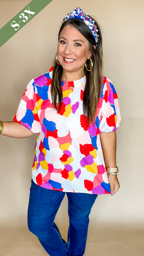 Colors Of The Wind Puff Sleeve Top in Multi