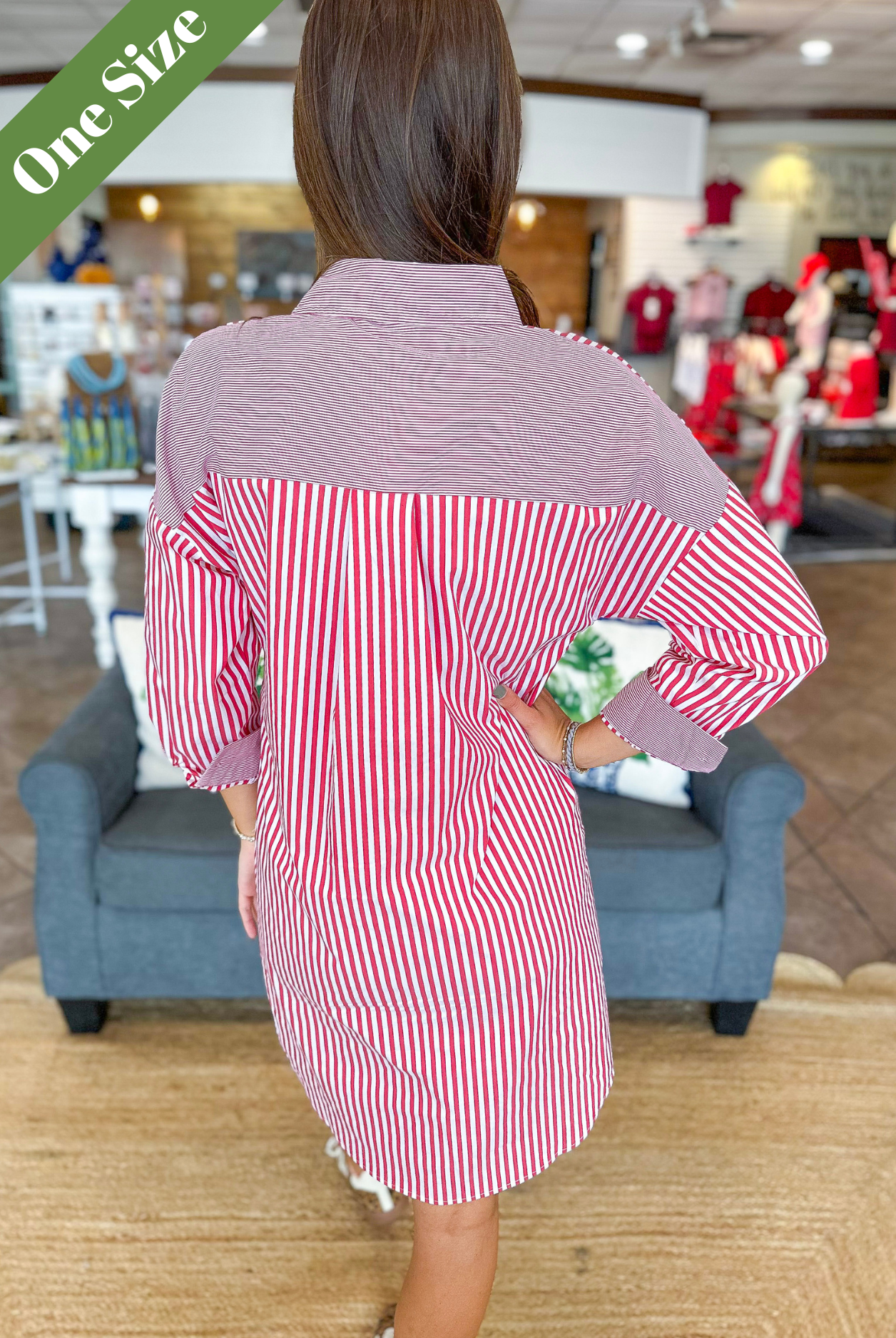 Caryn Lawn Frances Dress Red Stripe