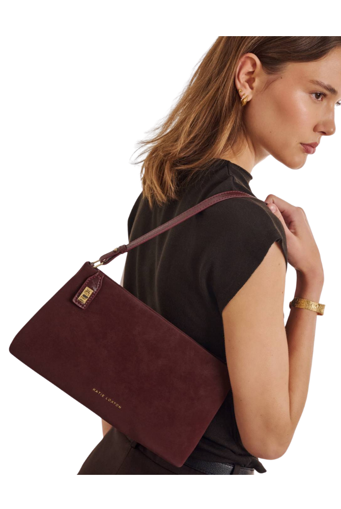 Katie Loxton | Orin Twist Lock Small Shoulder Bag in Cherry