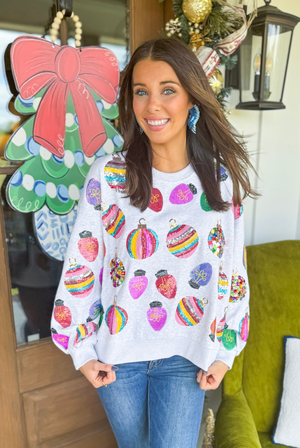 Queen of Sparkles Scattered Multi Ornament & Light Sweatshirt