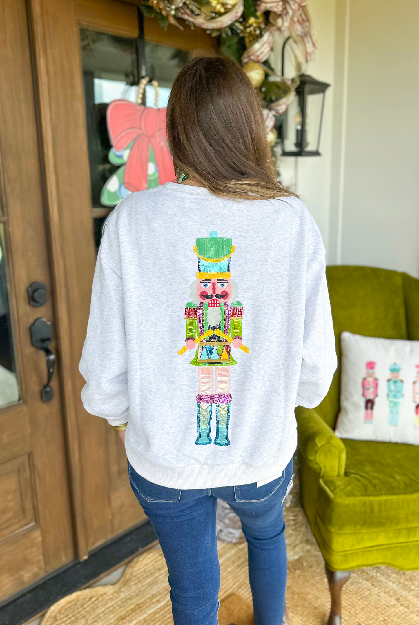 Queen of Sparkles Colorblock Drummer Nutcracker Sweatershirt