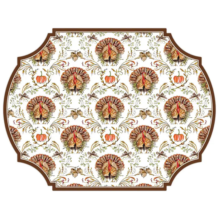 Standing Turkey Fall Foliage Pattern Posh Die-Cut Placemat