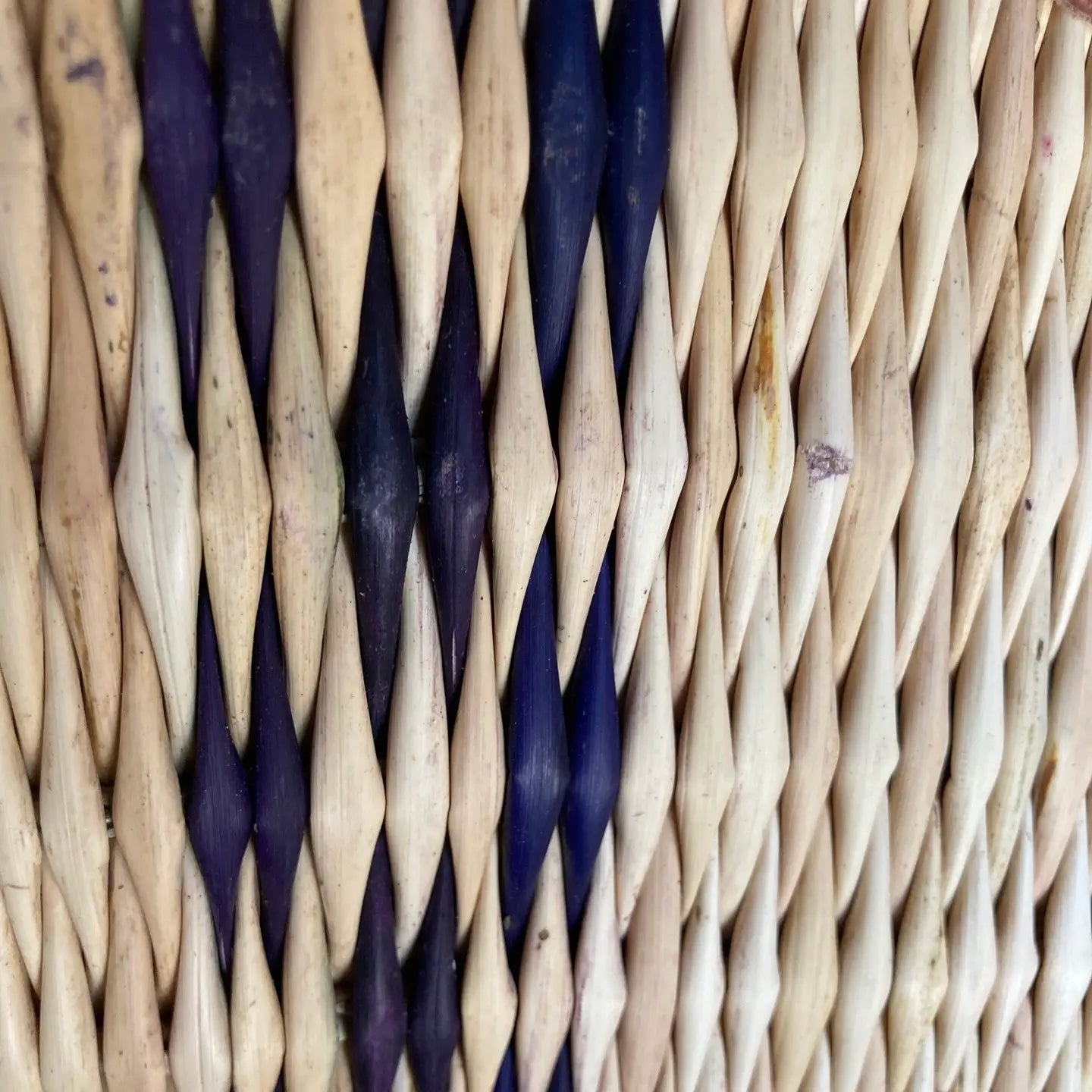 Blue Stripe Straw Tote- Medium