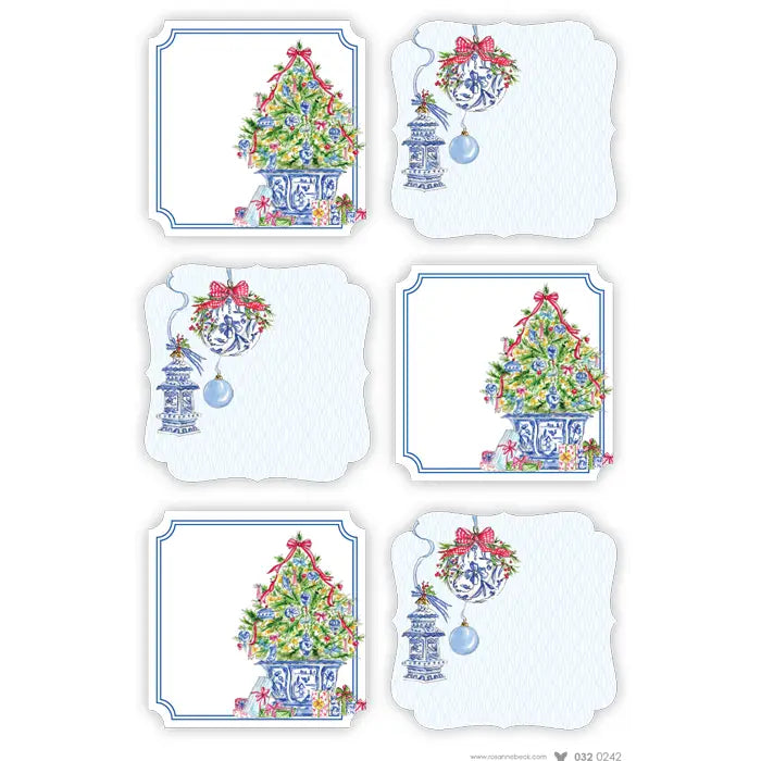 Blue Chinoiserie Tree and Ornaments Sticker Sheets