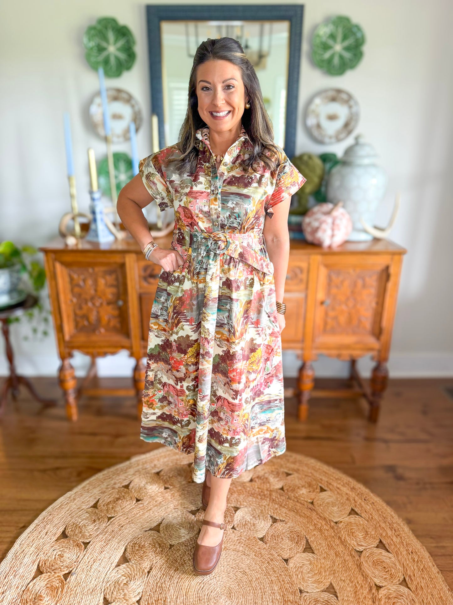 Painted Countryside Midi Dress