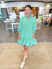Mary Square Naomi Dress in Lined Up Green