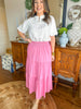 The Sadie Midi Skirt in Pink