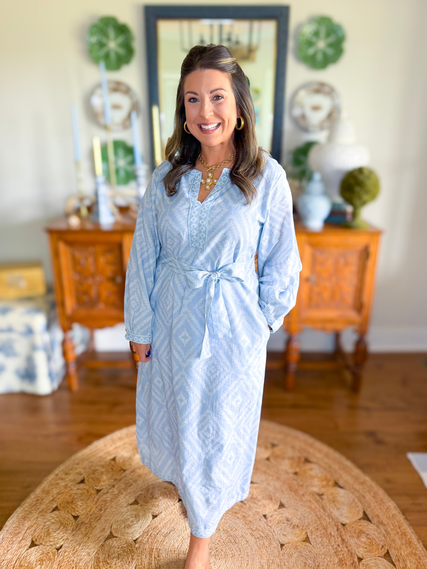 Victoria Dunn | Quinn Maxi Dress in Sky Mosaic