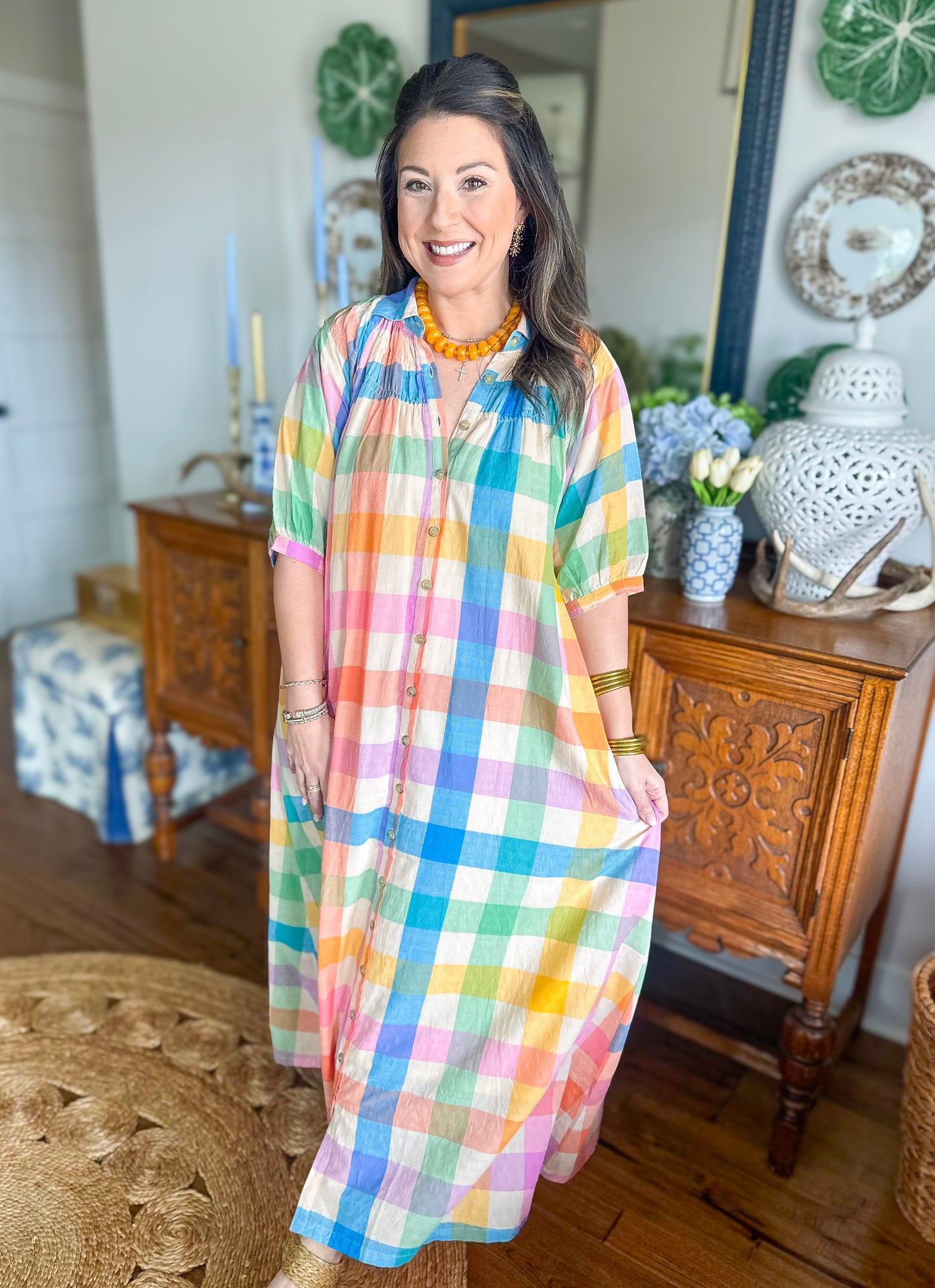 Sunshine Tienda | Rainbow Plaid Oasis Dress