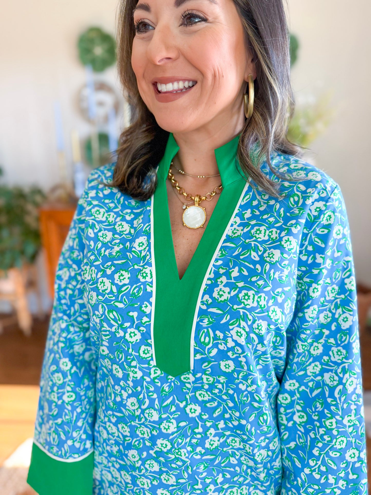 Mary Square I Brenda Dress in Meadow Line Blue