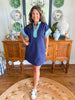 The Caroline Dress in Navy & French Blue