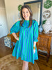 The Camden Dress in Green/Blue Stripes