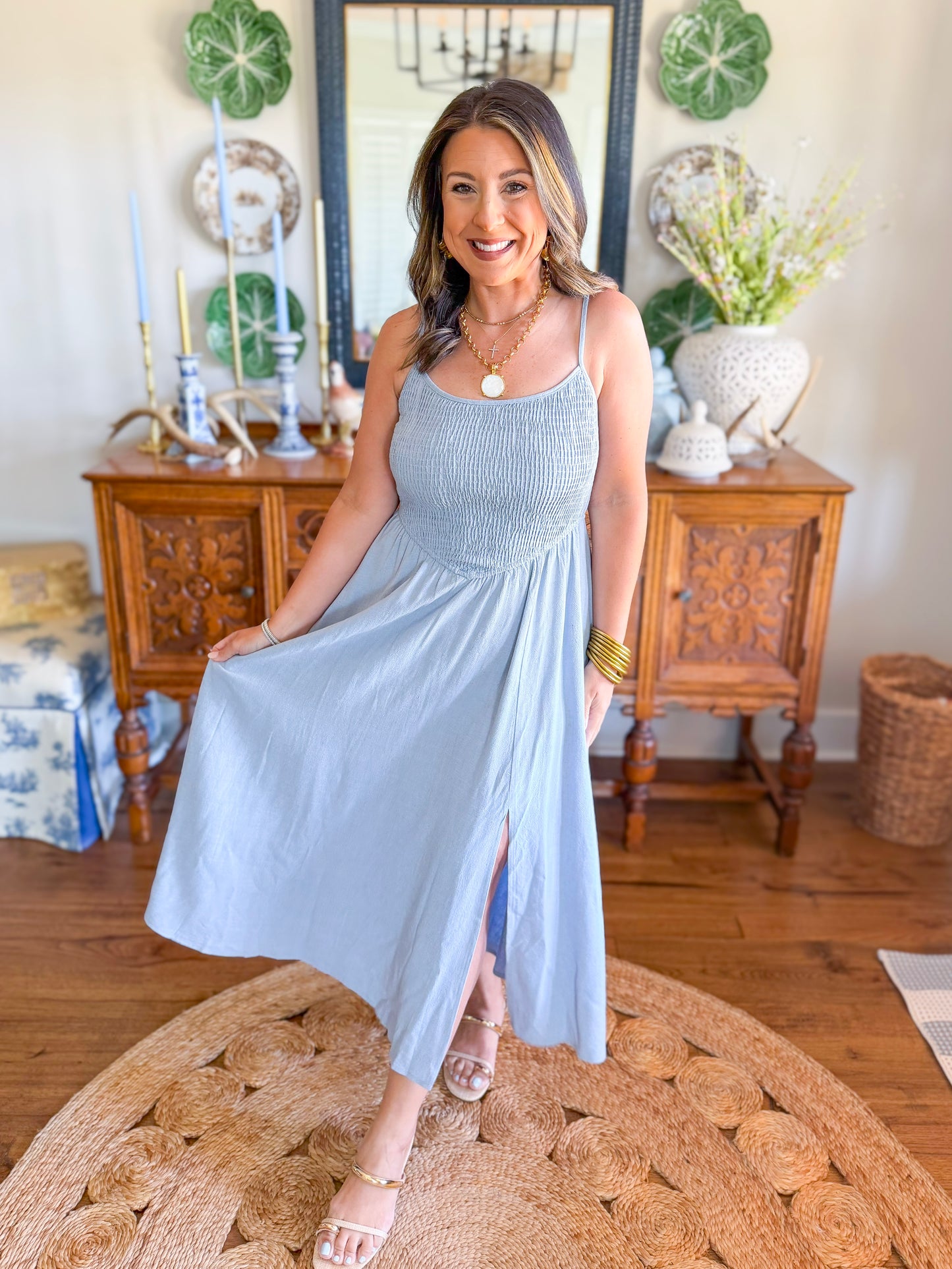 The Drift Midi Dress in Light Blue