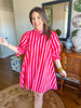 The Camden Dress in Pink/Red Stripes