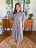Cottage Gingham Midi Dress in Chocolate
