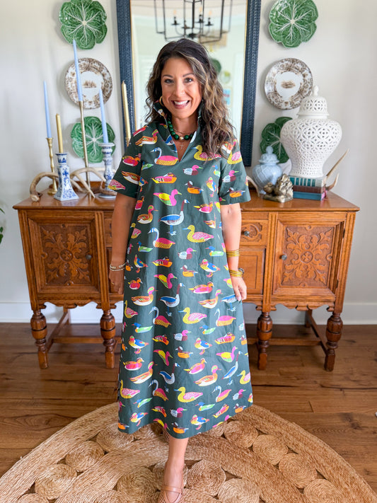 Caryn Lawn | Georgia Duck Dress in Green