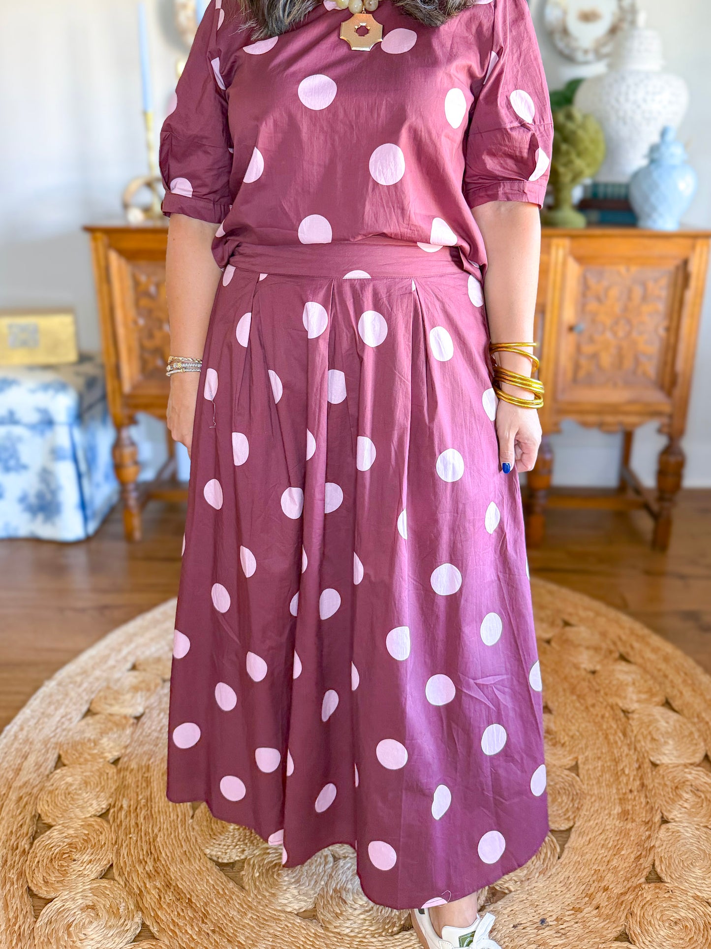 Burgundy & Blush Dot Set