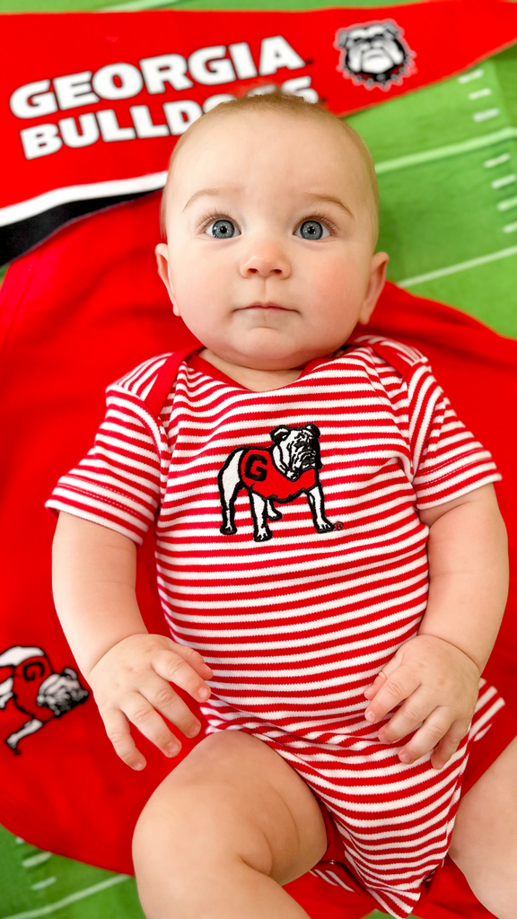 Infant Georgia Red & White Striped Bodysuit