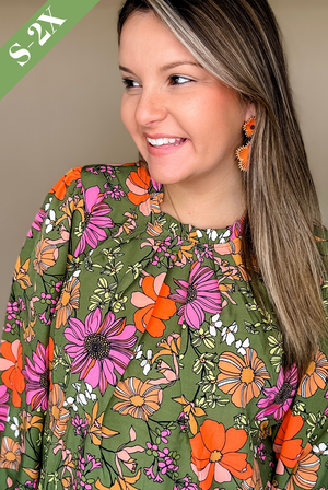 Quinn Vintage Petals Top in Olive