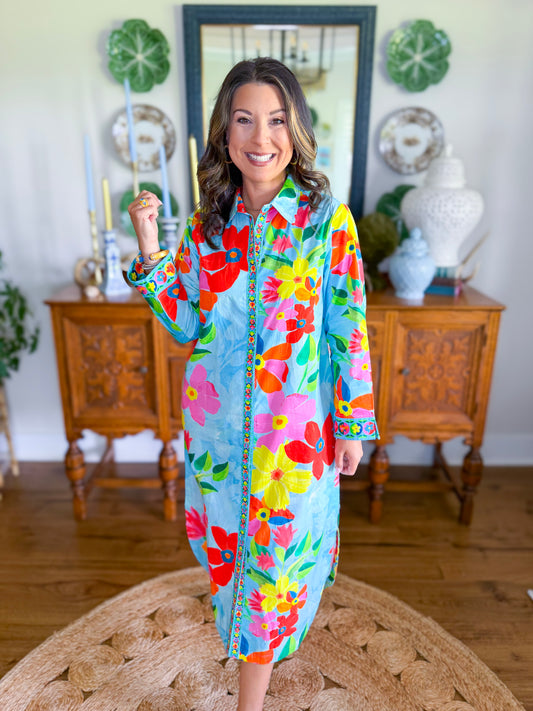 Liz Dress in Floral Sky