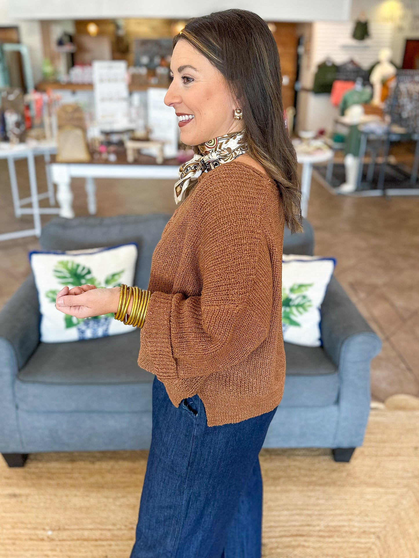 Espresso Knit Top in Deep Camel