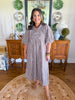 Cottage Gingham Midi Dress in Chocolate
