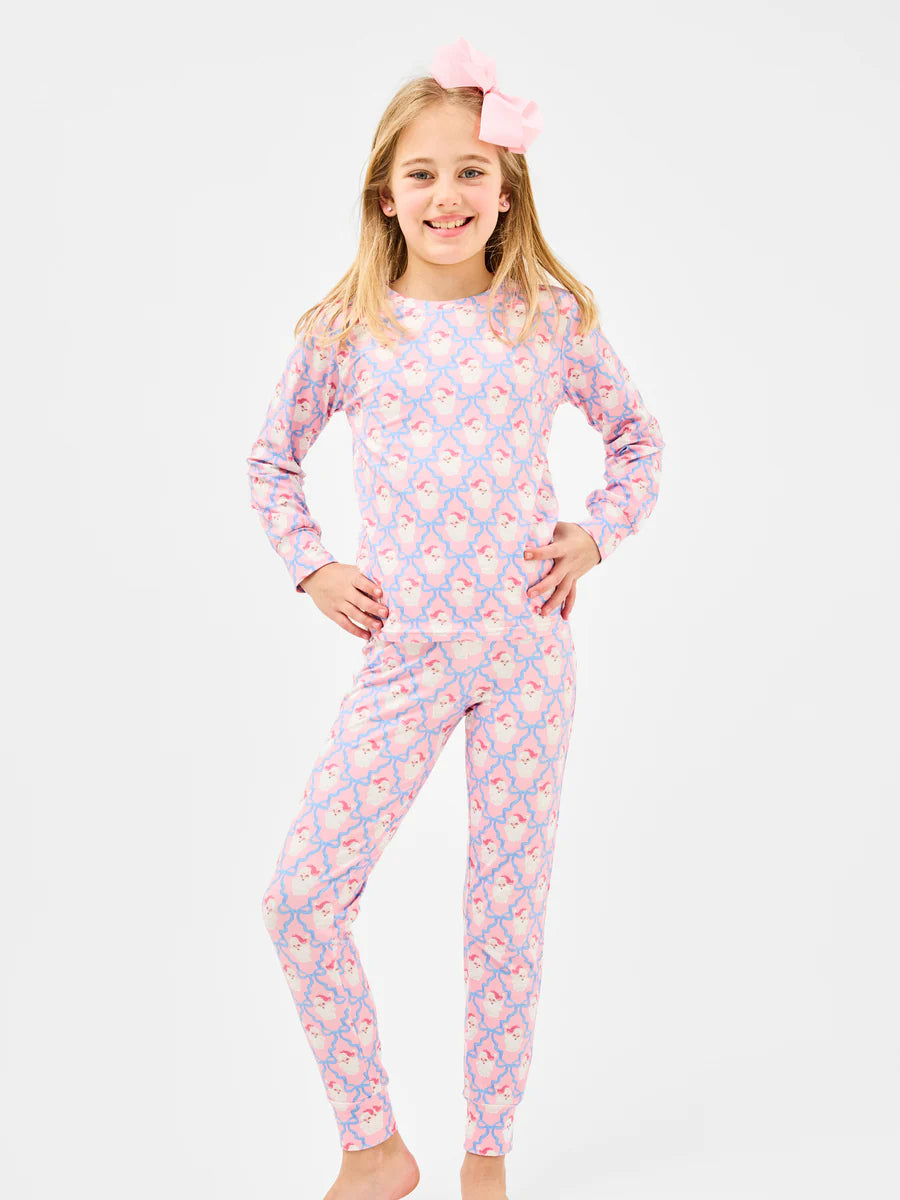 Mary Square Kids Pajama Set in Santa Baby Bows
