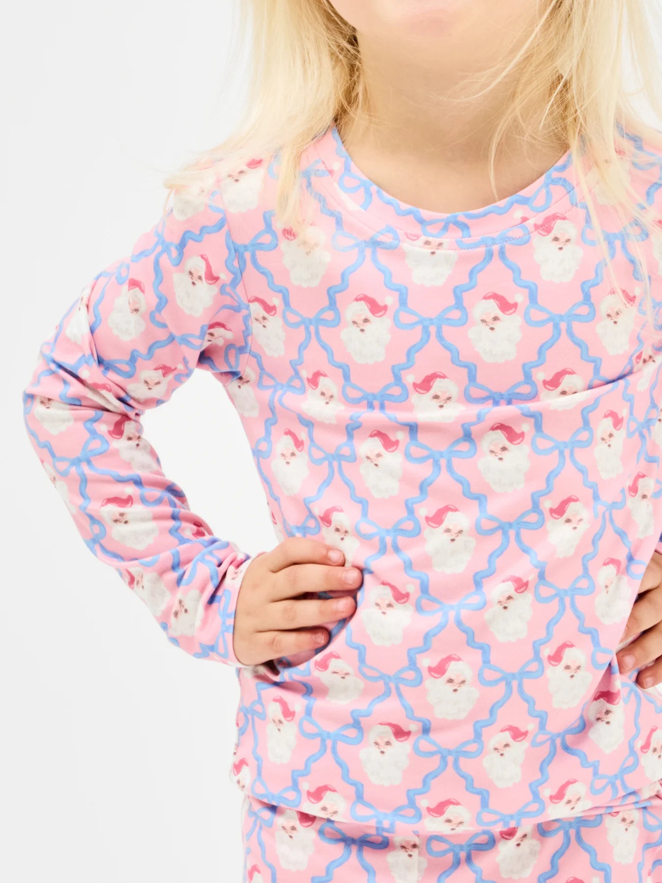 Mary Square Toddler Pajama Set in Santa Baby Bows