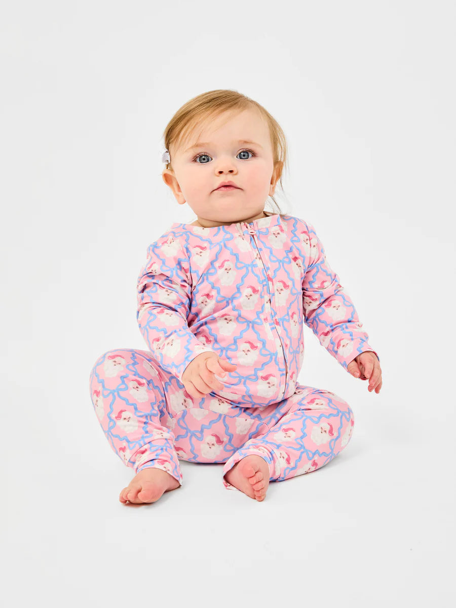Mary Square Baby Pajama Onesie in Santa Baby Bows