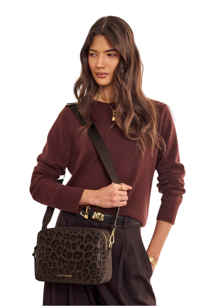 Katie Loxton | Lottie Large Crossbody Bag in Chocolate Leopard