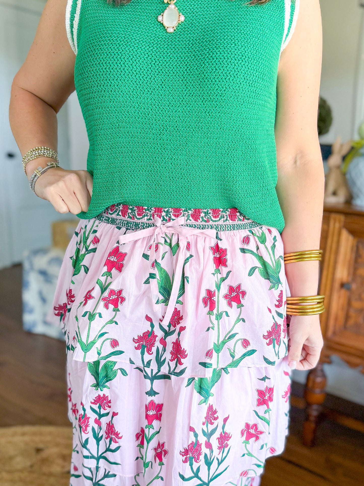 Heart of Grace | Ruffle Cascade Maxi Skirt in Rose d'Iris