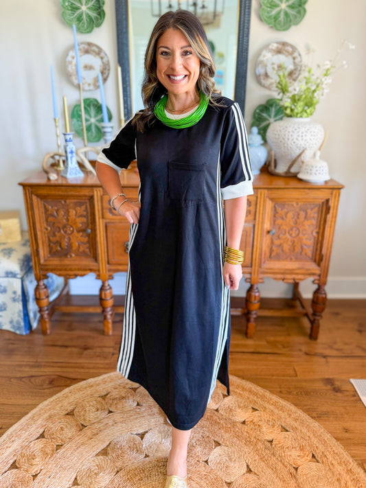 The Collins Sport Midi Dress in Black
