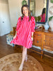The Camden Dress in Pink/Red Stripes