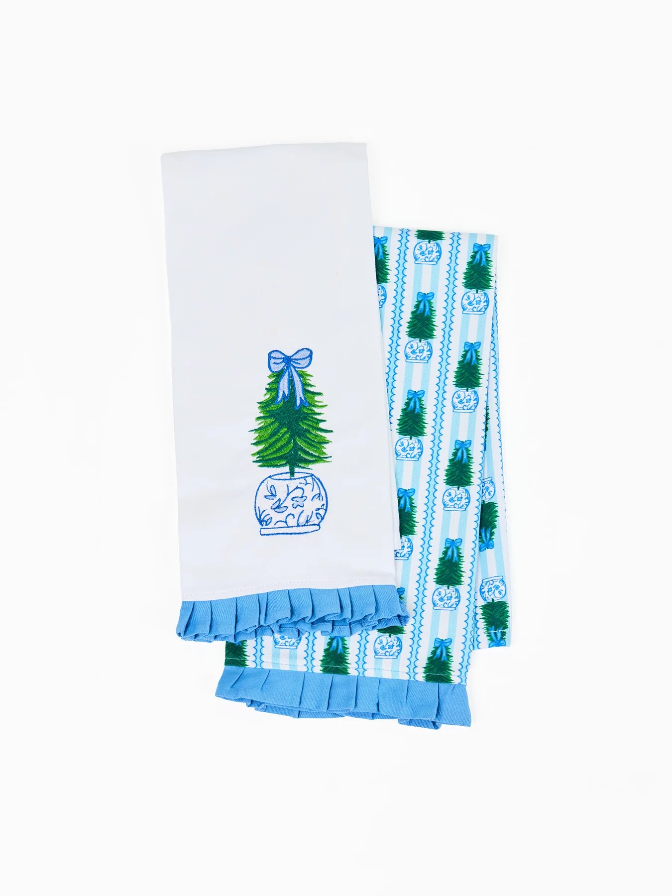 Mary Square Embroidered Tea Towel in Ginger Jar Joy