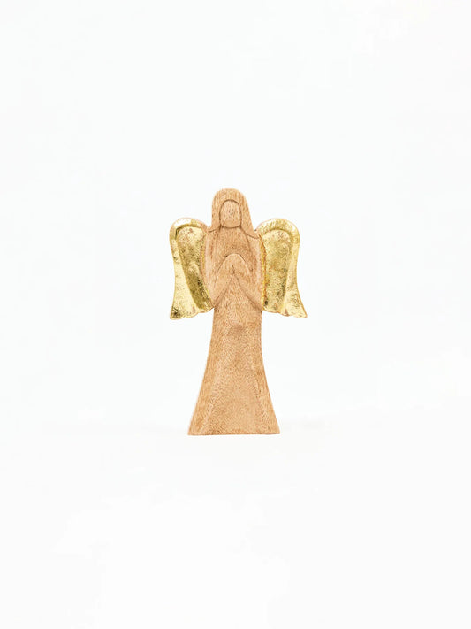 Mary Square Small Wood Angel