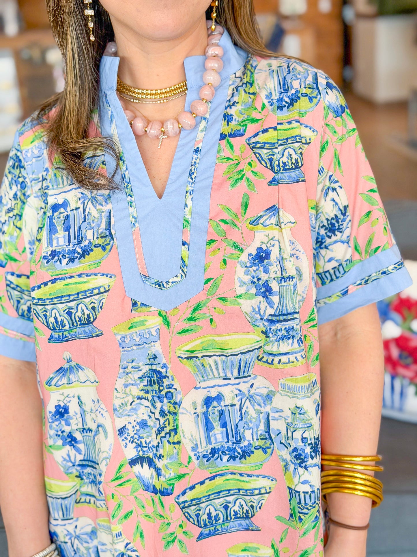 The Canton Dress in Coral