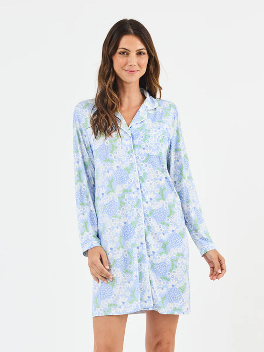 Mary Square | Charlotte Nightshirt in Daisy Chain Blue