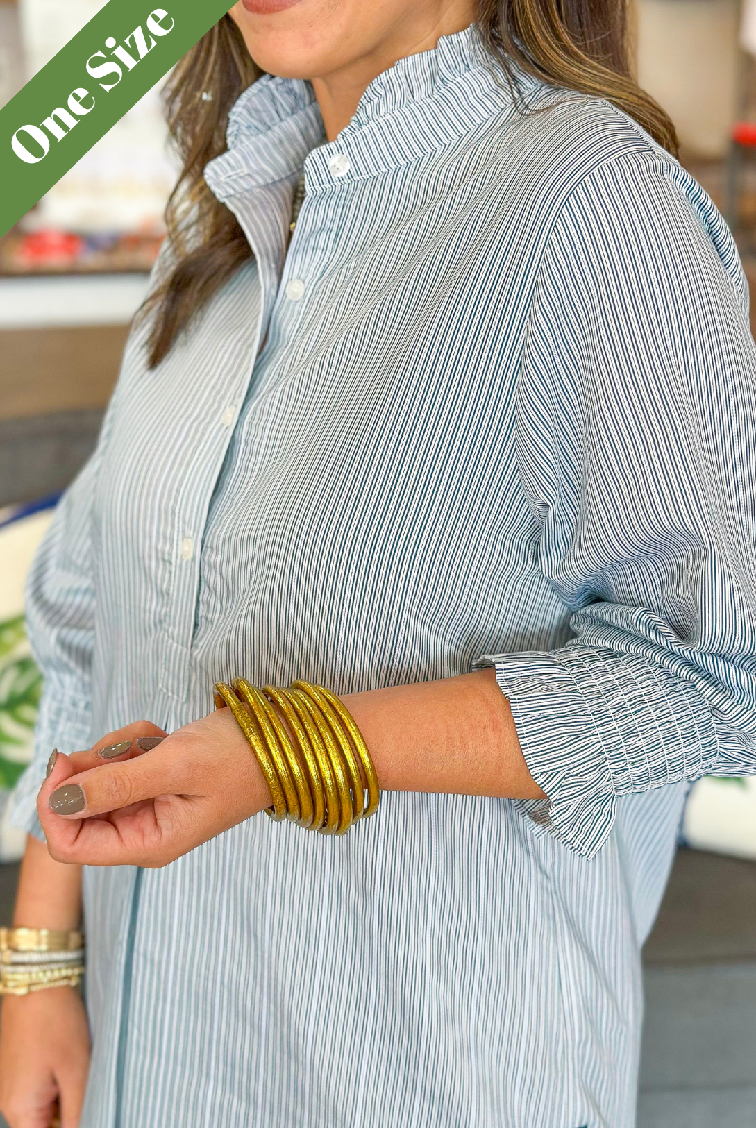 Caryn Lawn Kimberly Top Forest Stripe