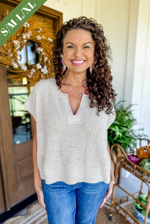 Simple Style Knit Sweater Top in Taupe