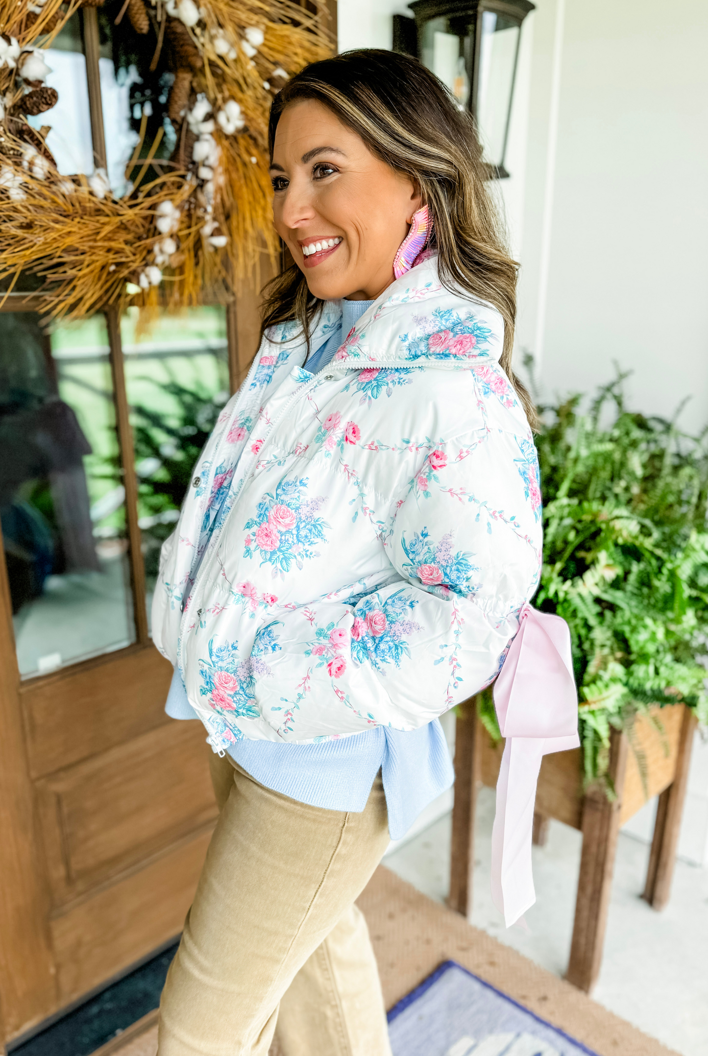 Cozy Charmer Floral Puff Jacket