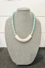 Short Gemstone Jade Bead Necklace Coconut Wood Mint Green