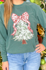 Green Toile Christmas Tree Long Sleeve T-Shirt