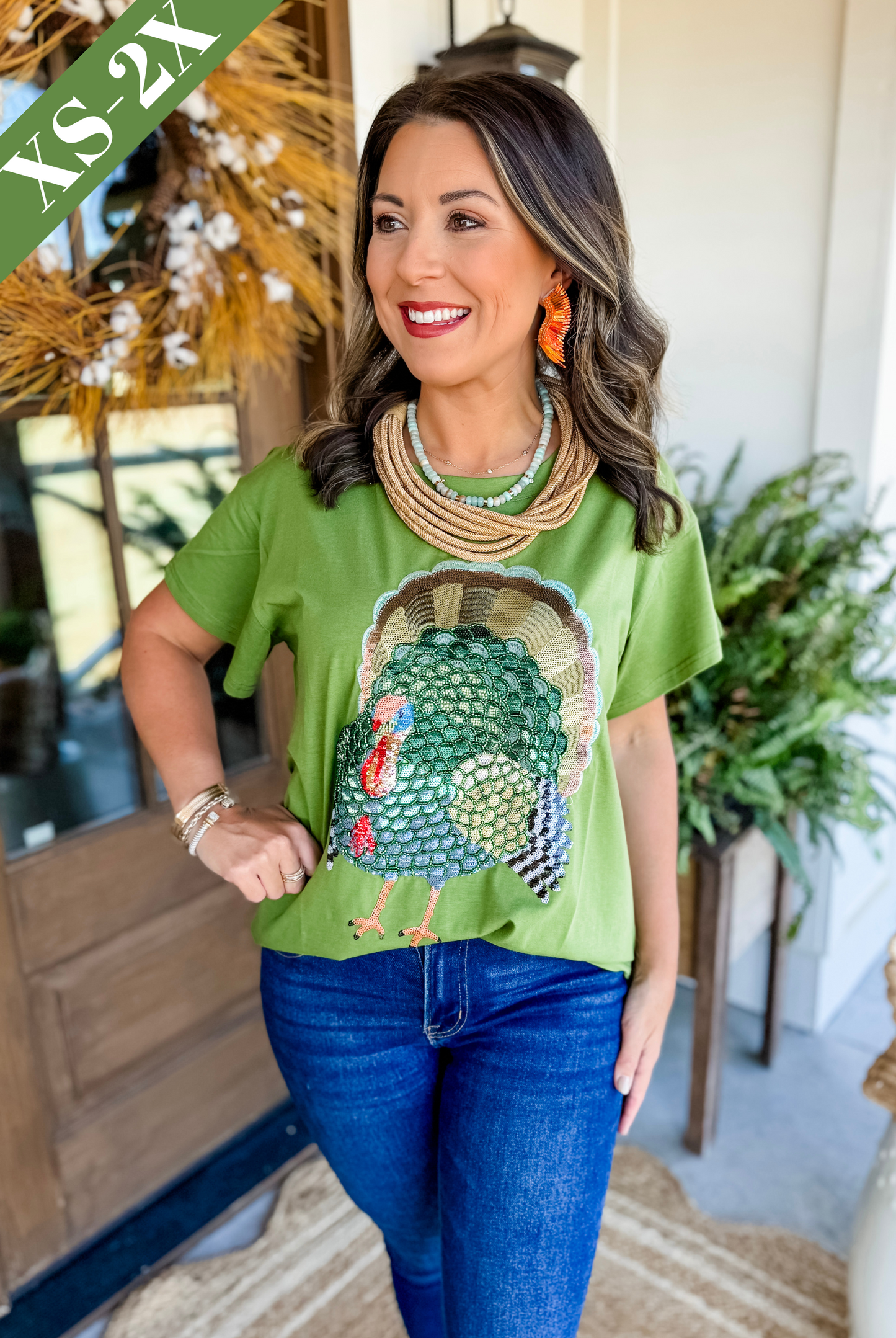 Queen of Sparkles Olive Green Big Turkey Tee