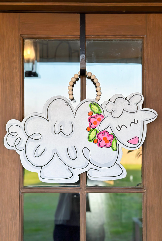 Floral Lamb Door Hanger