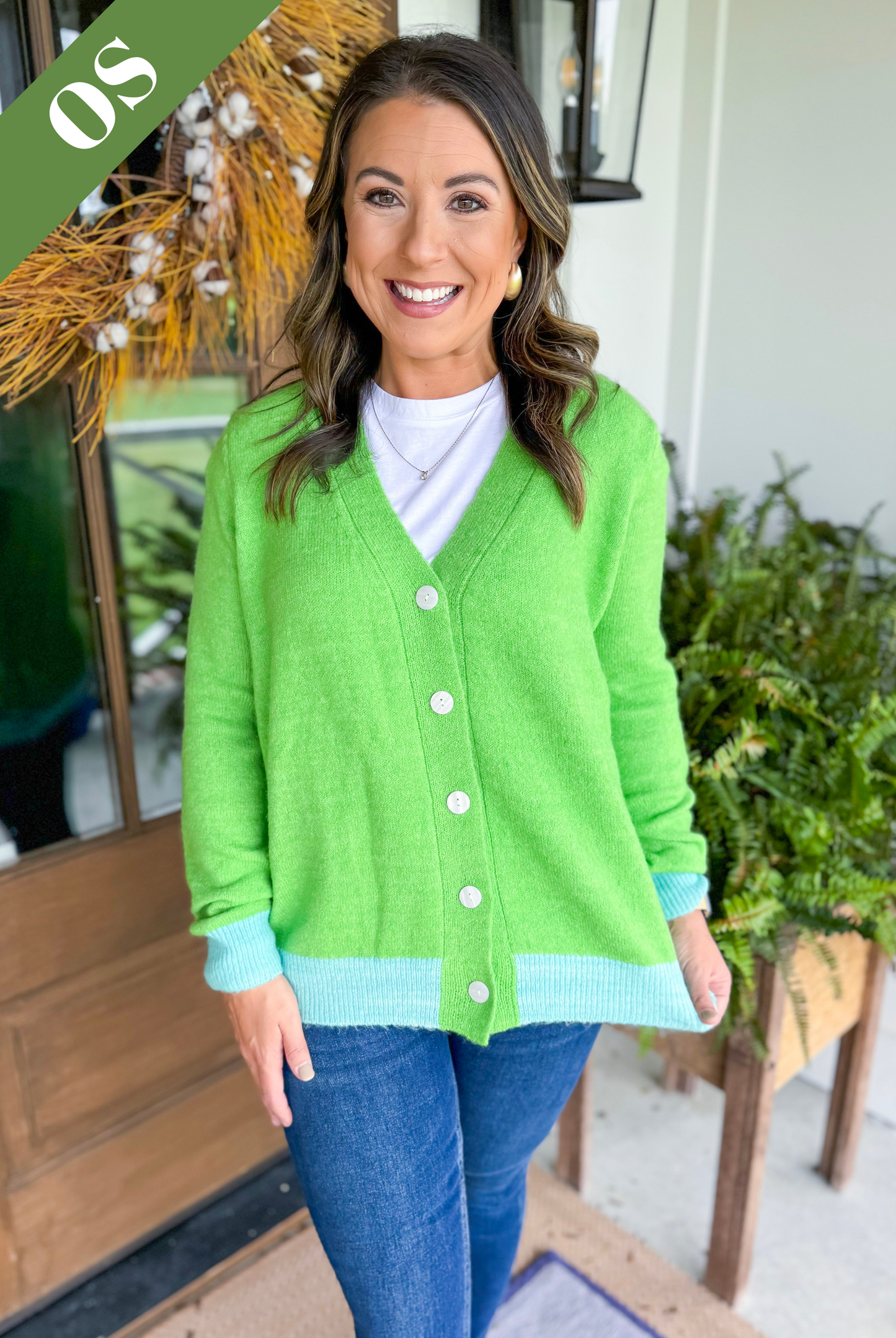 Caryn Lawn Frankie Sweater Cardigan in Lime