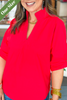 Caryn Lawn Caroline Contrast Top Red Stripe