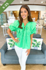 Adrienne Juliette Jacquard Top in Green Apple