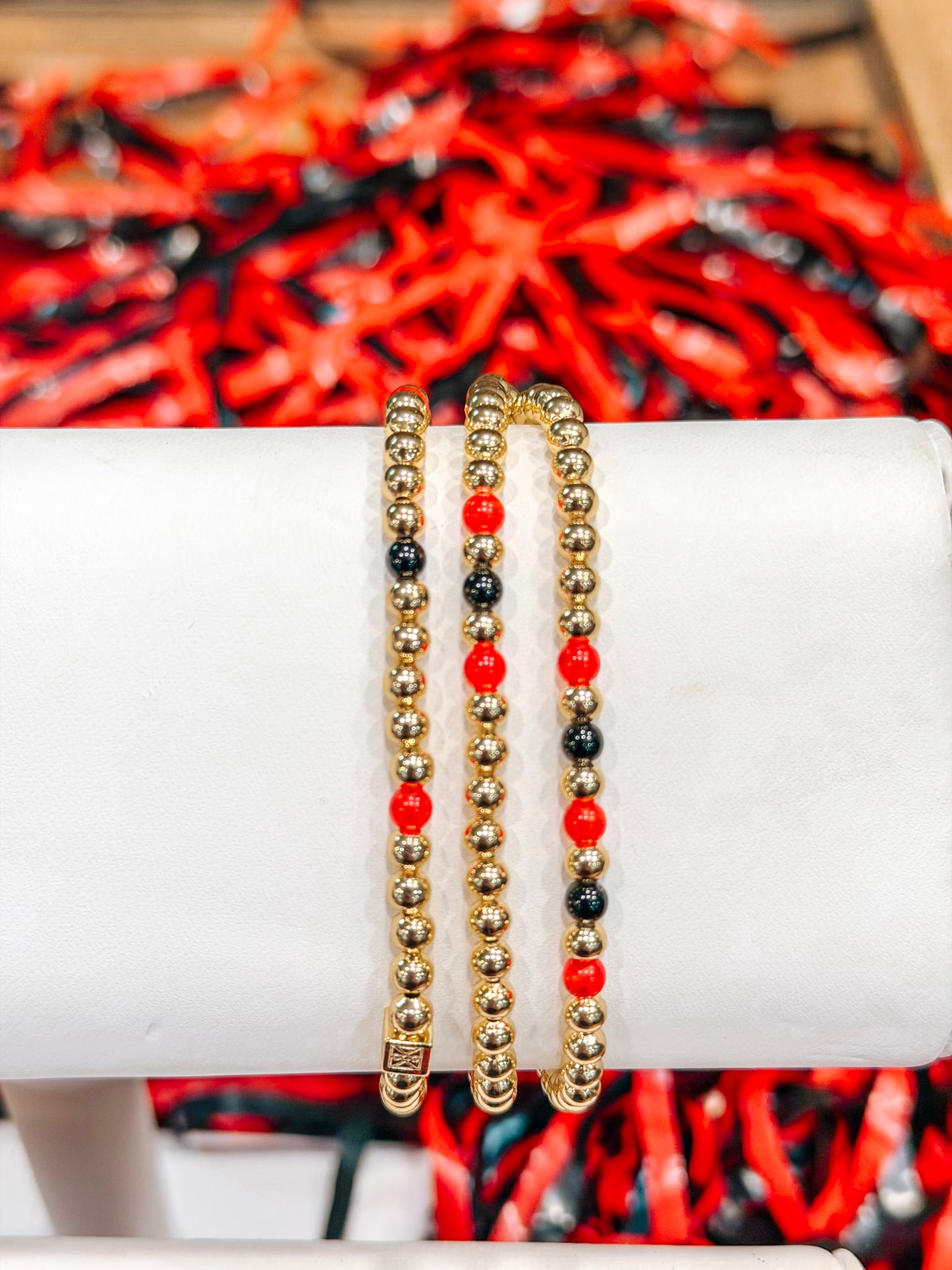Lidia Bracelet Set in Red + Black