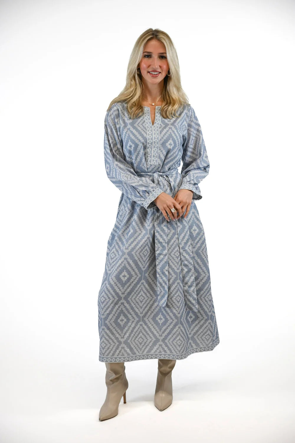 Victoria Dunn | Quinn Maxi Dress in Sky Mosaic